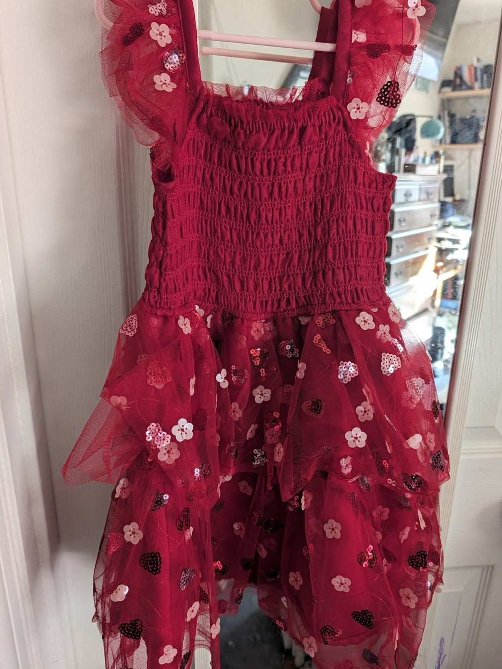 Kensie Girl Red Floral Sequin Tulle Dress